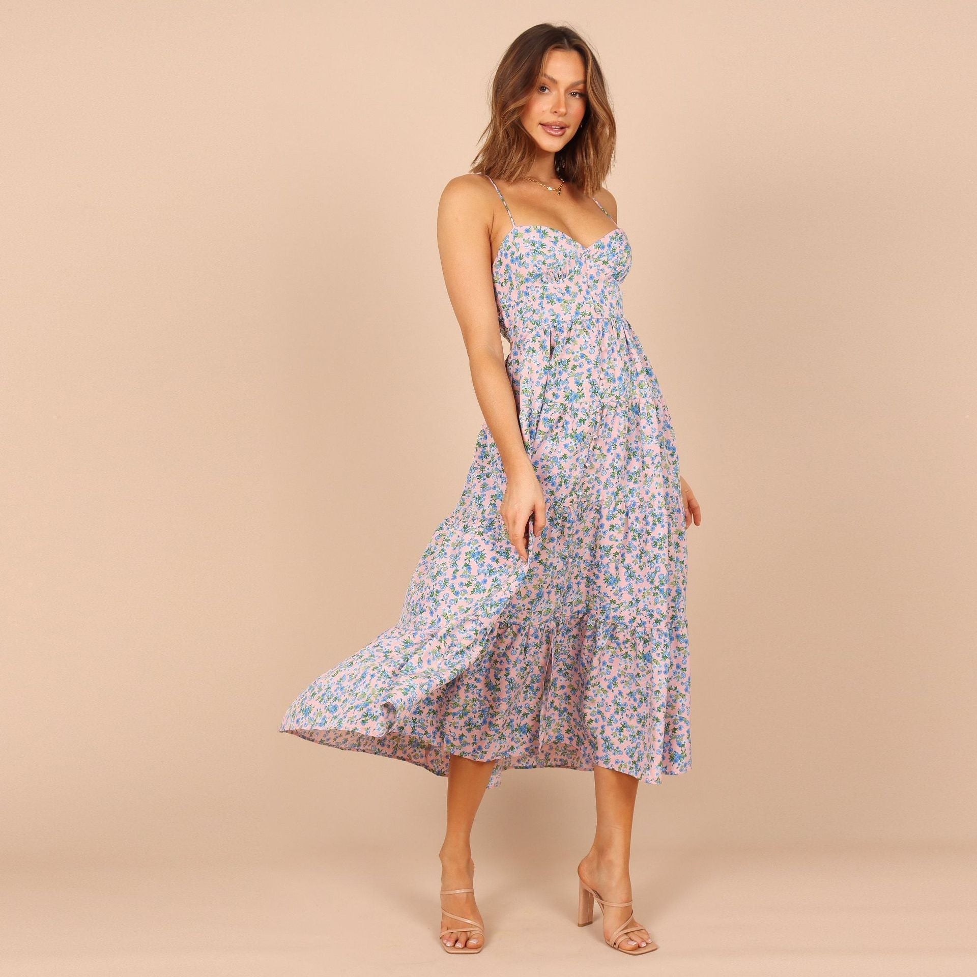 Rio Floral Tie Back Midi Dress
