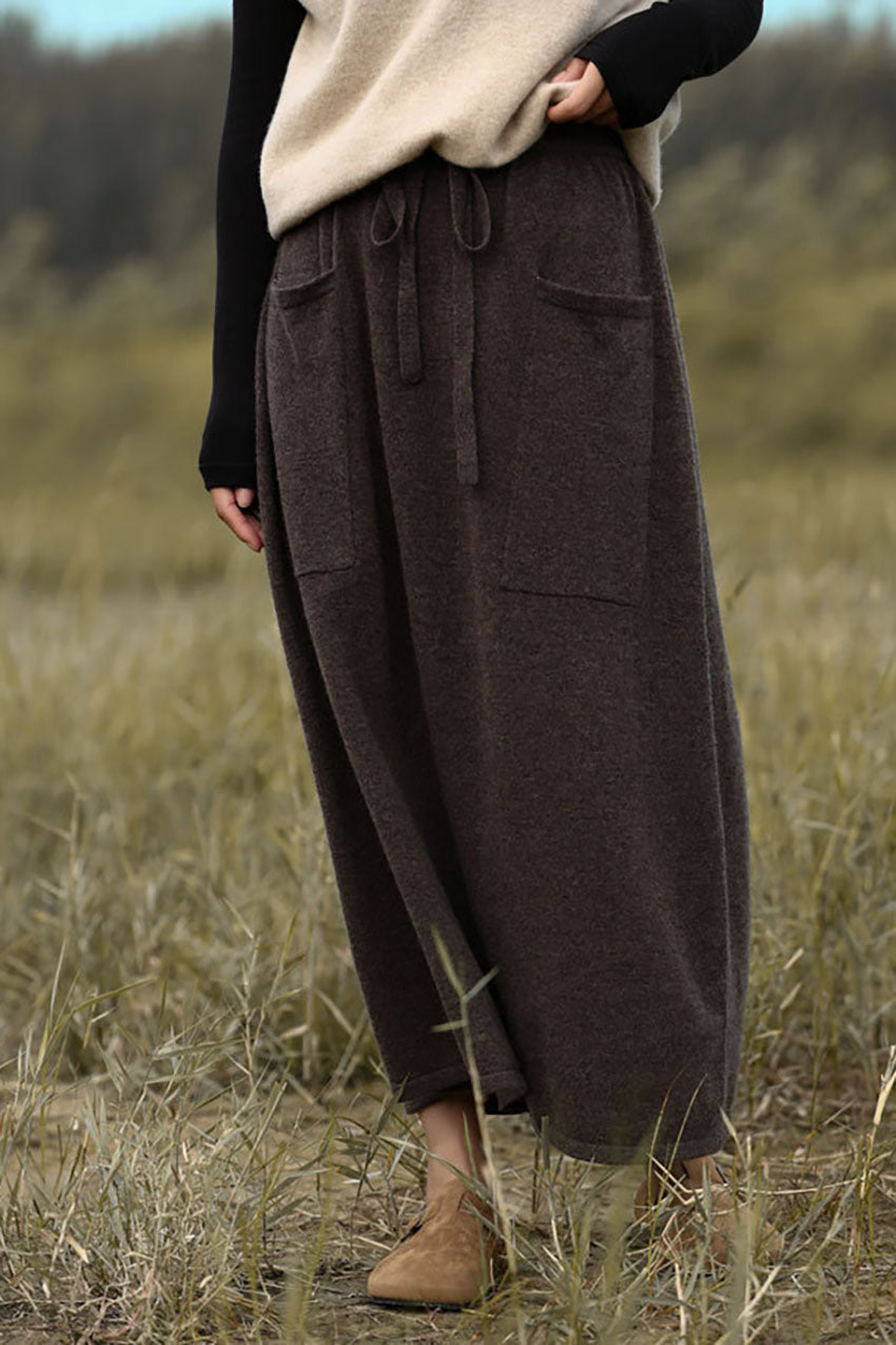 A-Linien-Rock aus 100 % reiner Wolle mit hoher Taille und Taschen