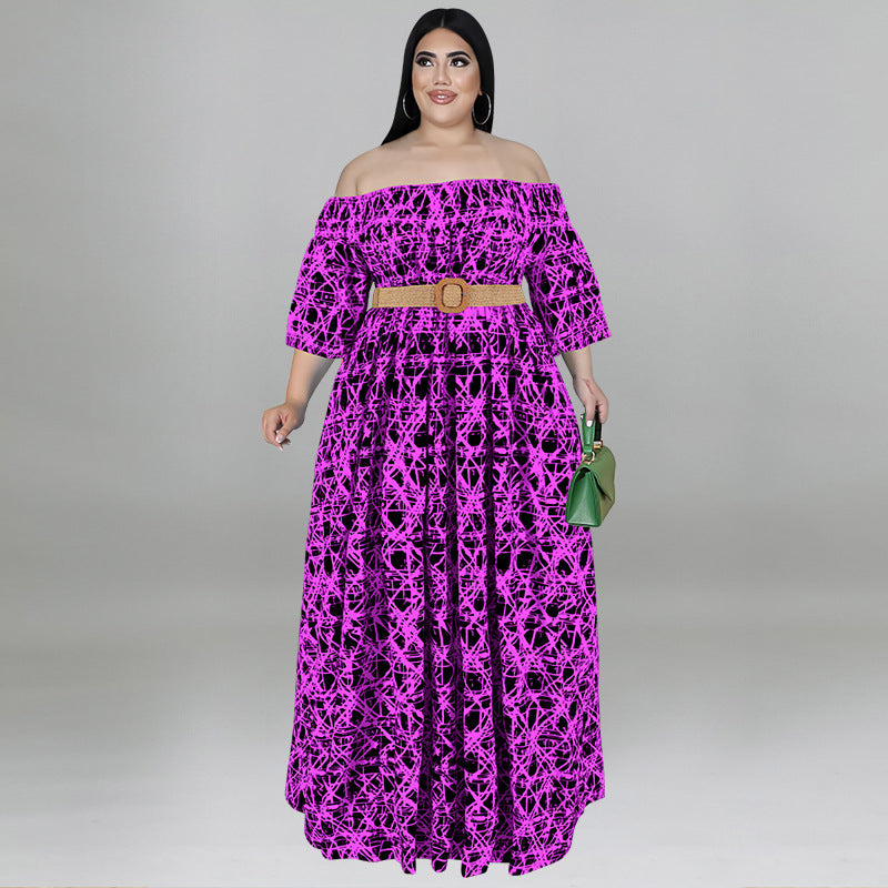 Lässiges, schulterfreies Kleid mit Print