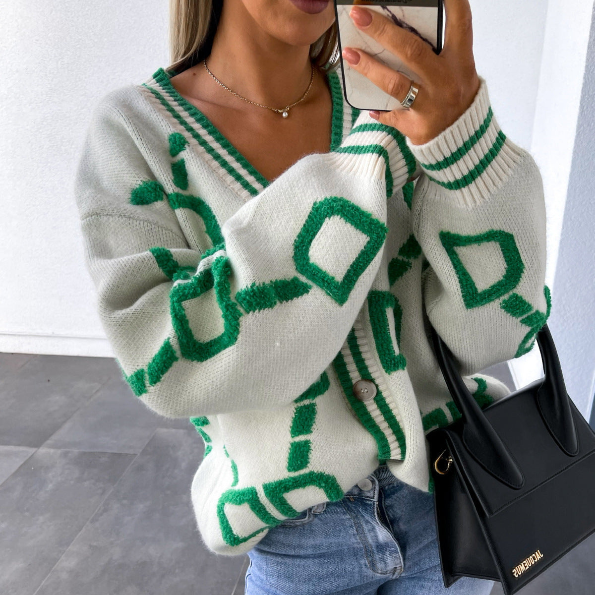 Tennessee Plaid Crop Cardigan mit Knopfleiste - Grün