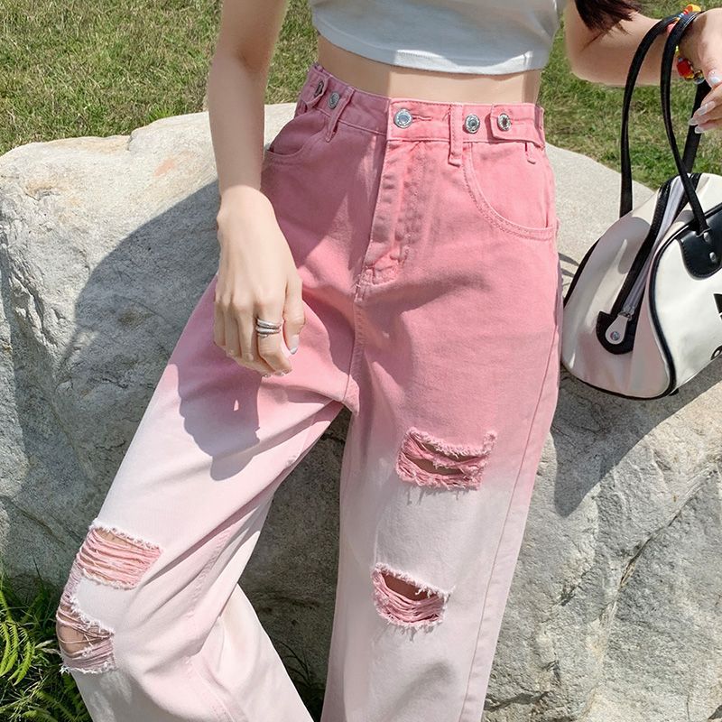 Cool Gradient Shredded Slit Wash Jeans