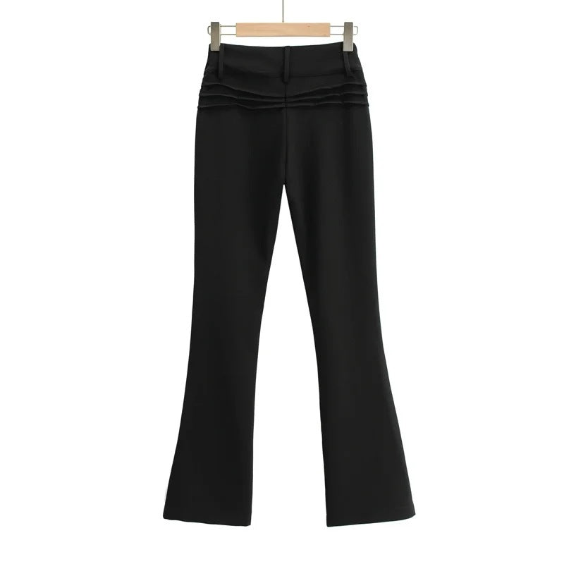 Buckle Belted Flare Leg Pants