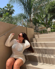 Theo Rückenfreies, transparentes Kleid aus Baumwolle - Creme