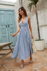 Trystan Floral Crochet Tiered Maxi Dress - Blue