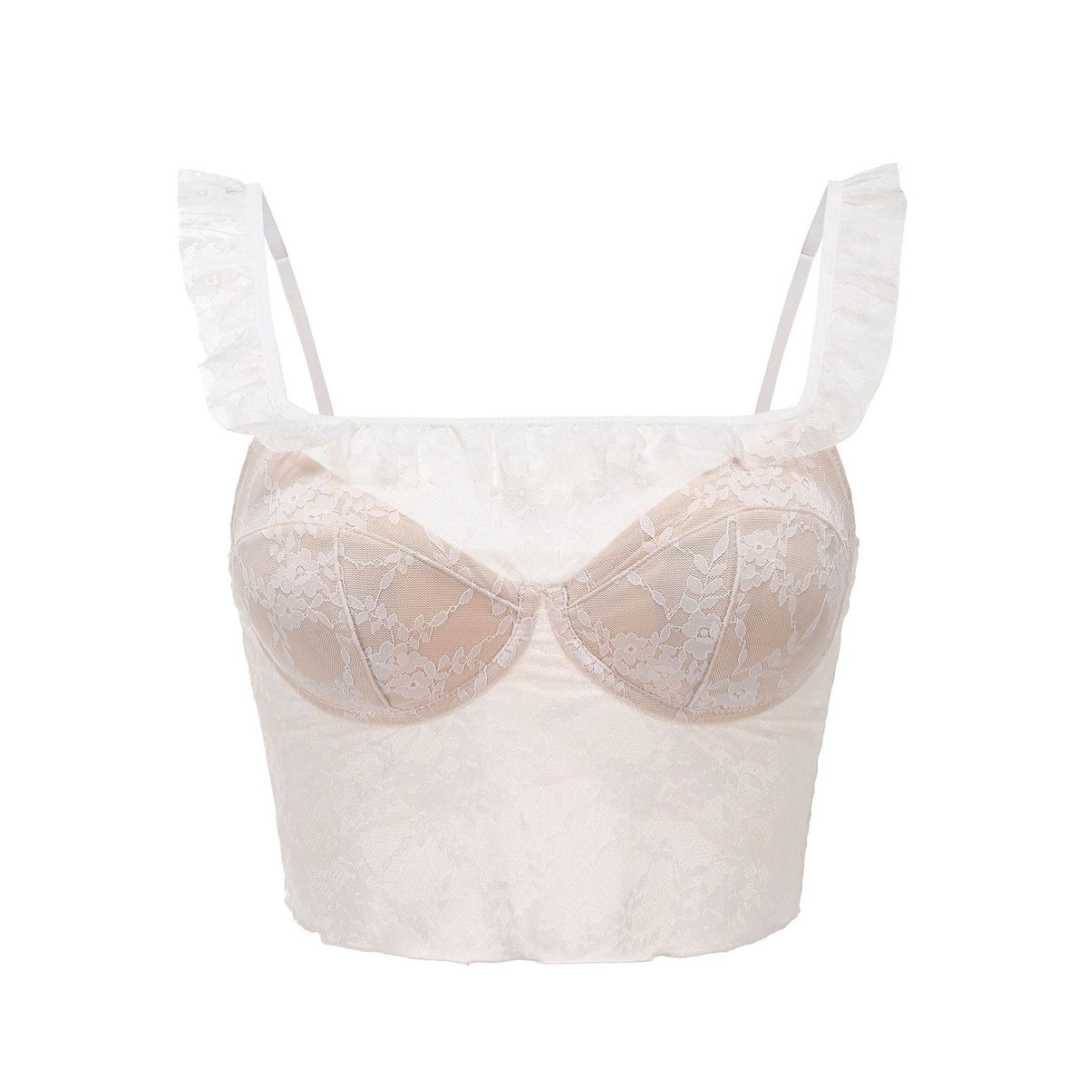 Crop Top mit transparenter Spitze und kurzen Ärmeln