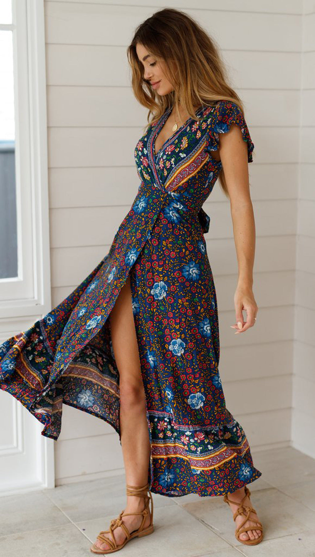 Maxi-Wickelkleid mit Tribute-Print