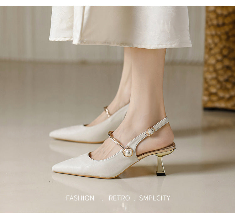 Faiga – Rosa Slingback-Pumps mit Perlen