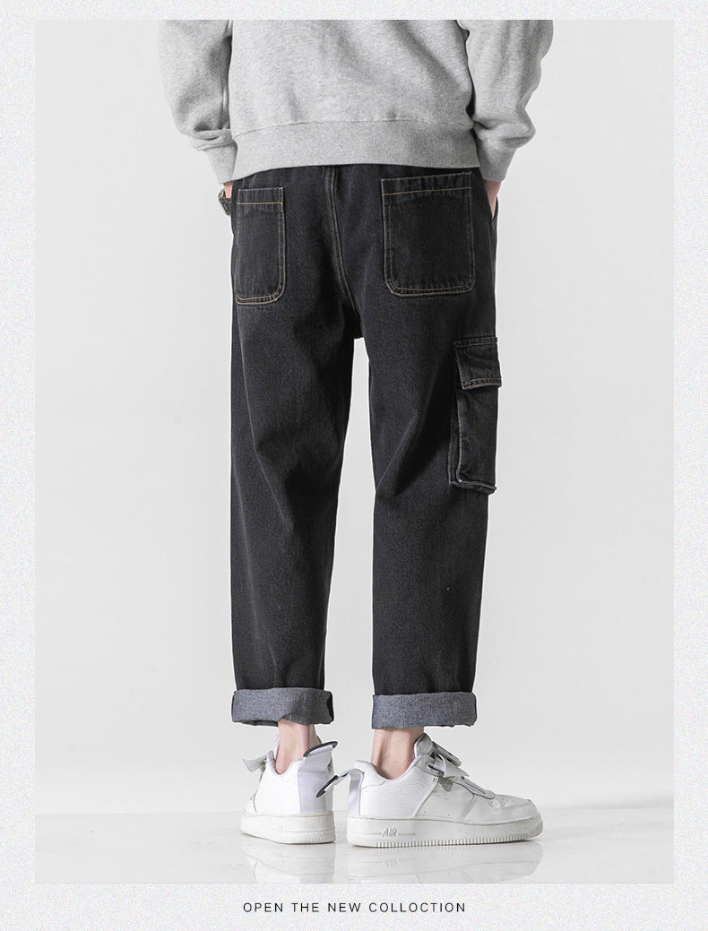 Baggy-Cargohose aus Stonewashed-Denim