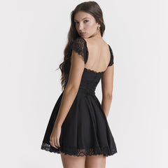 Marineblaues asymmetrisches Korsett-Minikleid