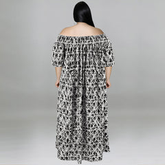 Lässiges, schulterfreies Kleid mit Print