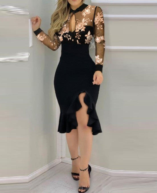 Slim Fit Bronzing Word Umhängetasche Hip Black Dress