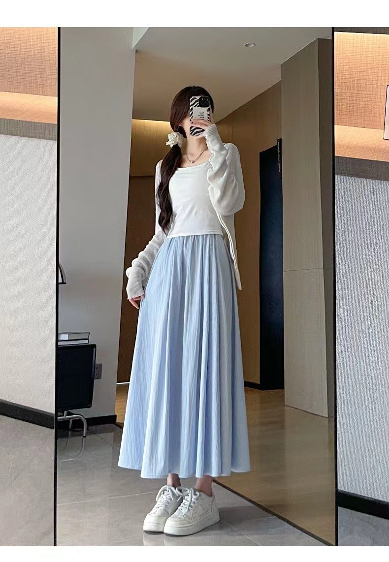 Veronica Gewebter Midirock Mit Taschen - Blau