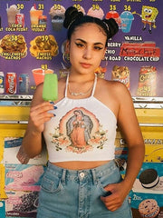 Neckholder Print Weste Riemen Kleine Hosenträger