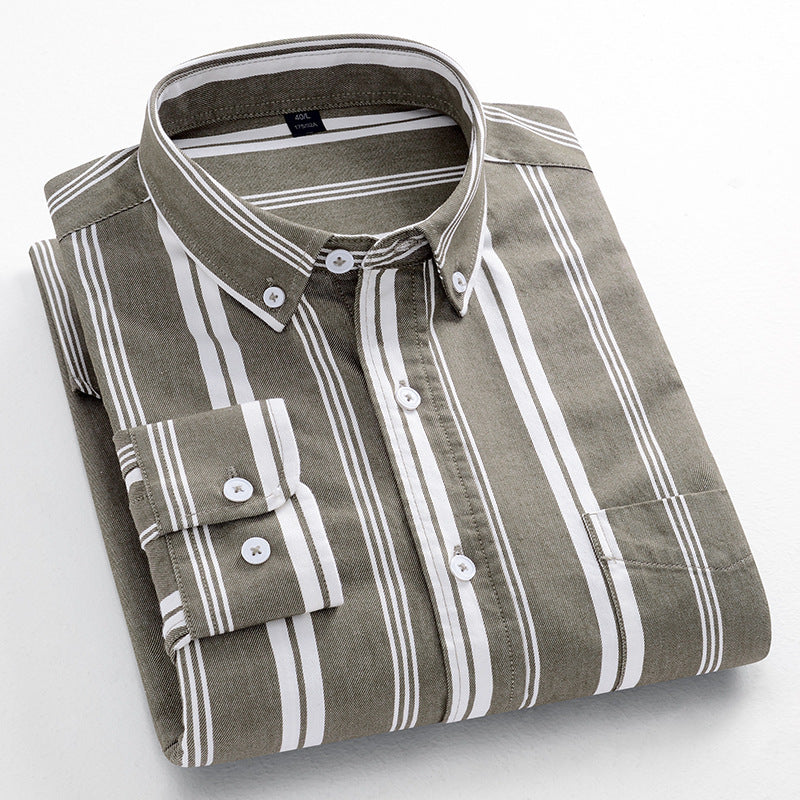 Camisa de manga larga a rayas retro de moda 