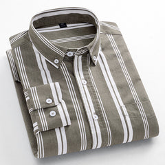 Camisa de manga larga a rayas retro de moda 