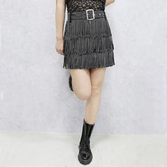 Zoie Minirock mit Fransen und Nieten - Weiß