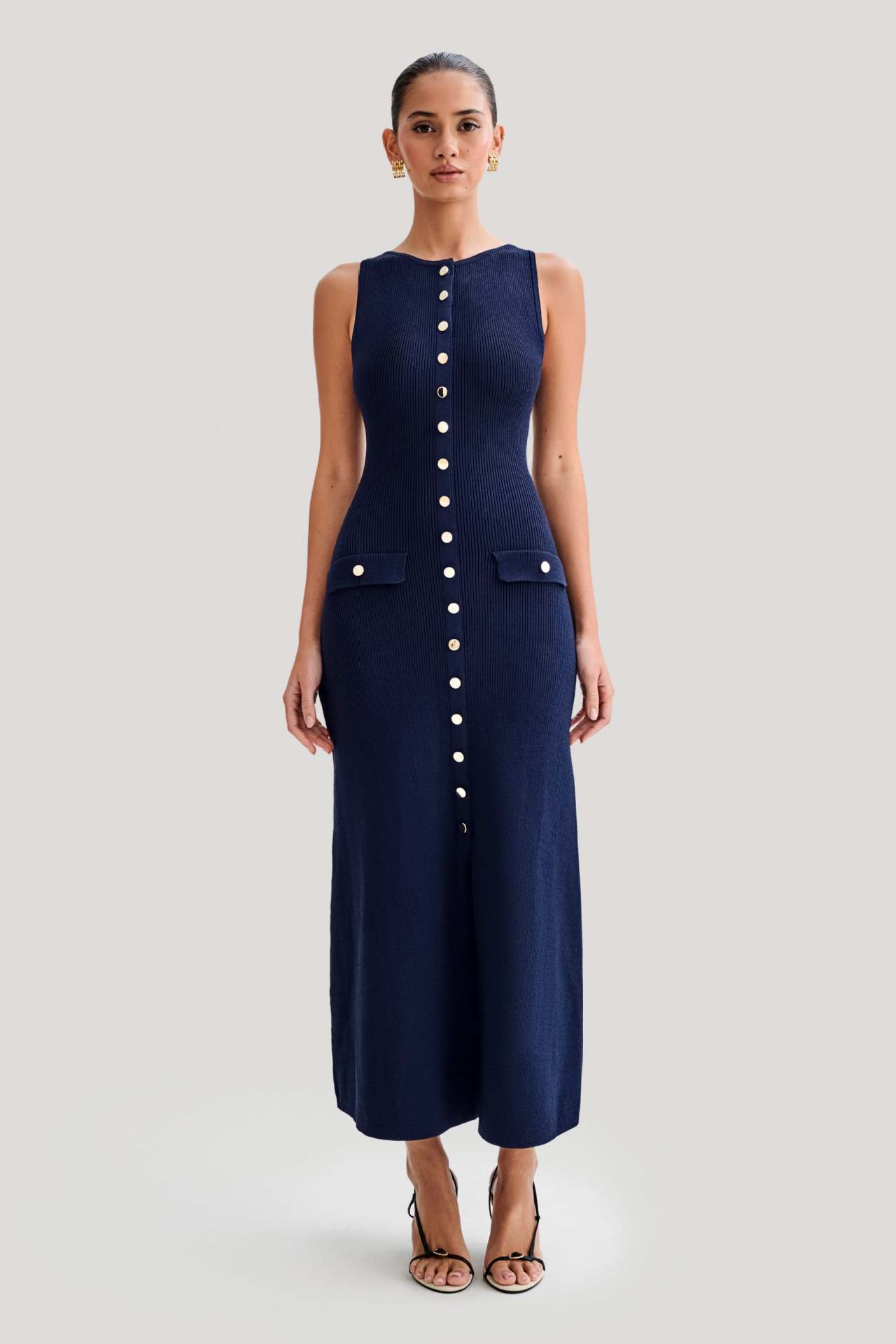 Elaine – Geripptes Midikleid mit Knopfleiste und Bindeband