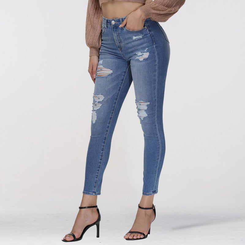 Vibin Vintage 90er Slacker Straight Leg Jeans - Hellblaue Waschung