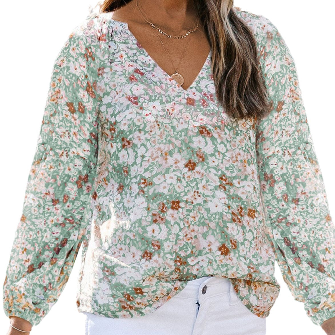 Blusa con volantes y estampado "Symbolize Love"