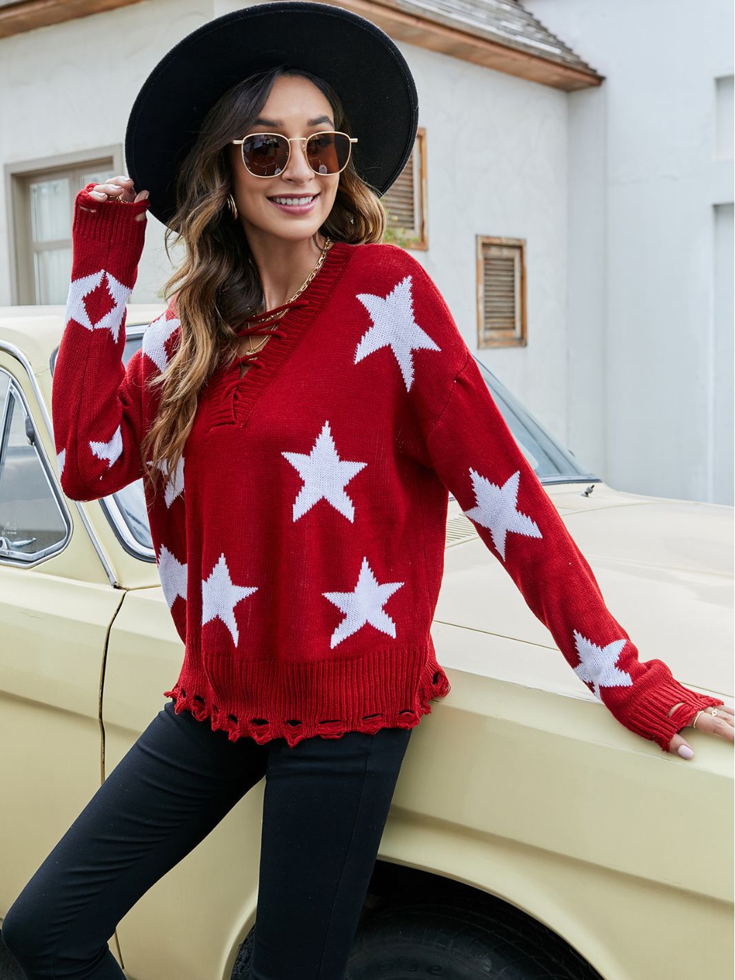 Vintage Star Jacquard Pullover Sweater