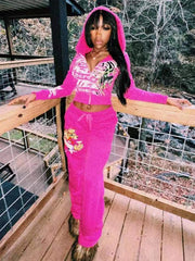 Winged Heart Zip-Up Cropped Hoodie