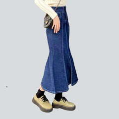 Jeansrock mit Schößchen und Kontrastnähten