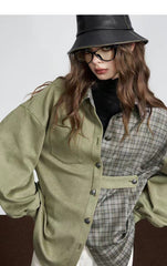 Plaid Stitching Irregular Blazer