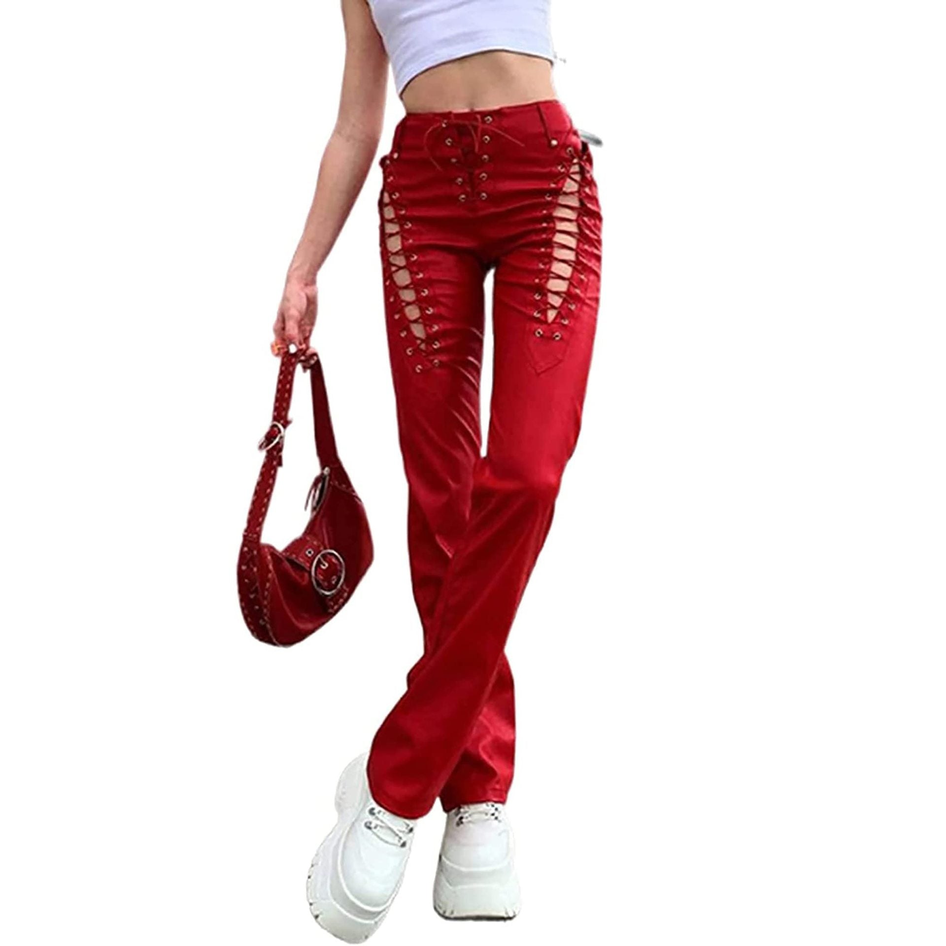 Jeans mit niedriger Taille und Ösenschnürung