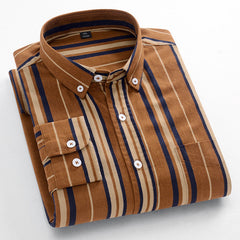 Camisa de manga larga a rayas retro de moda 