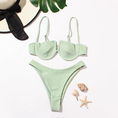 Ivory Floral Print Balconette Underwire Bikini Top