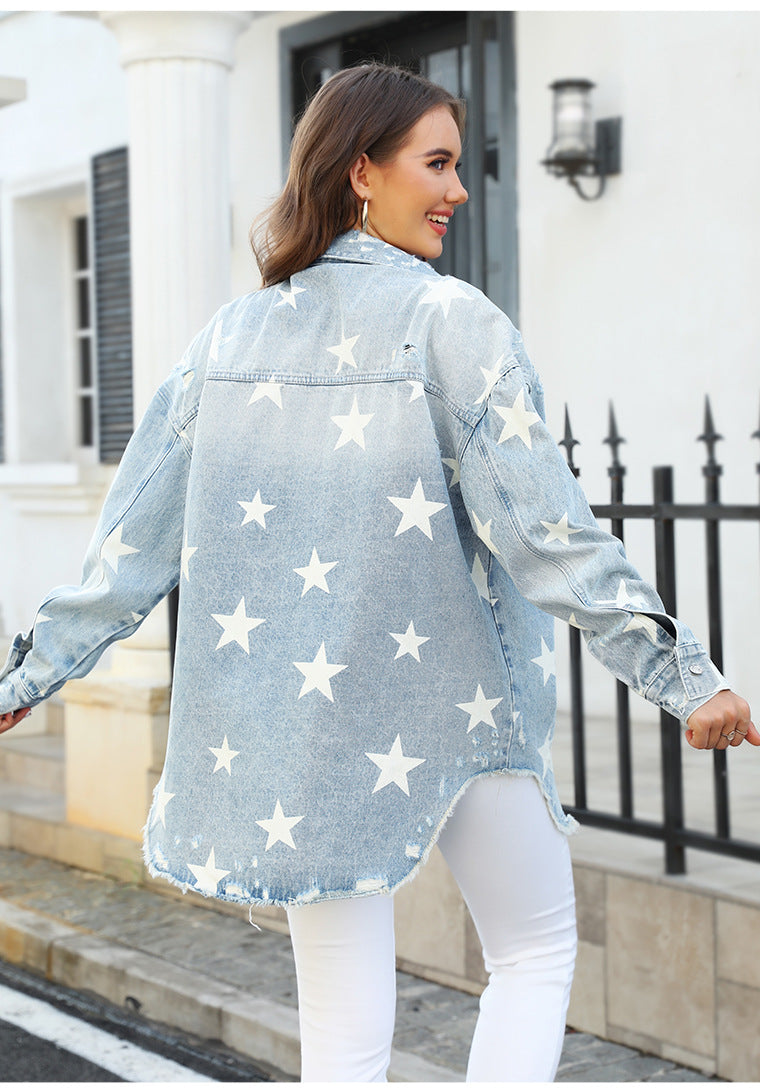 Stellar Button-Down-Denim-Shacket - Helle Waschung