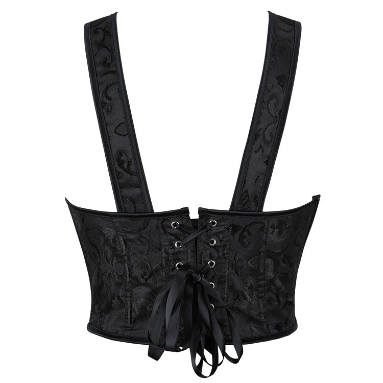 Einfarbiges, ärmelloses Tanktop mit Ösen und Schnürung aus Spitze