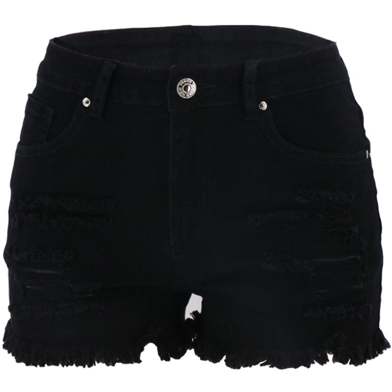 TITANIA SICHERHEITSNADEL SCHWARZE DENIM-SHORTS