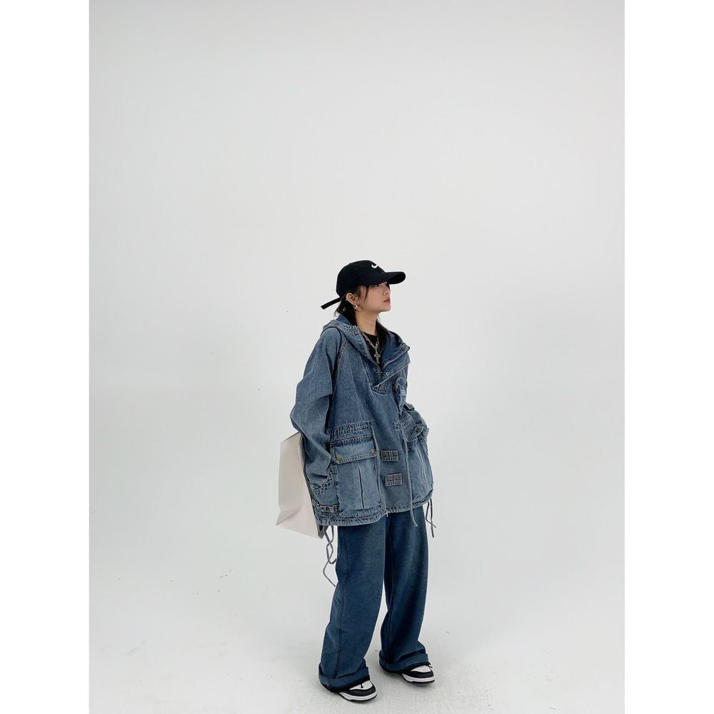 Jeansjacke für Damen mit großen Taschen