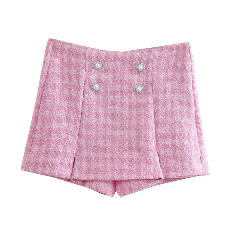 Gracie High Rise Tweed-Shorts mit ausgefransten Taschen - Pink