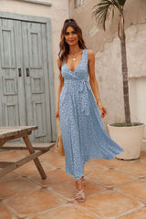 Trystan Floral Crochet Tiered Maxi Dress - Blue