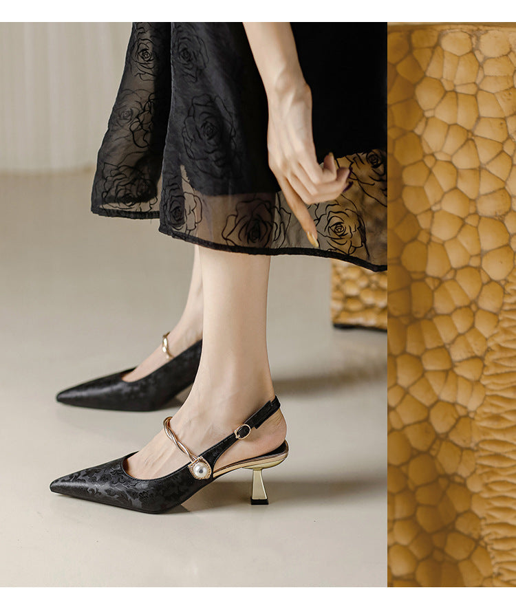 Faiga – Rosa Slingback-Pumps mit Perlen