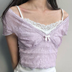 Crop-Top aus Patchwork-Spitze