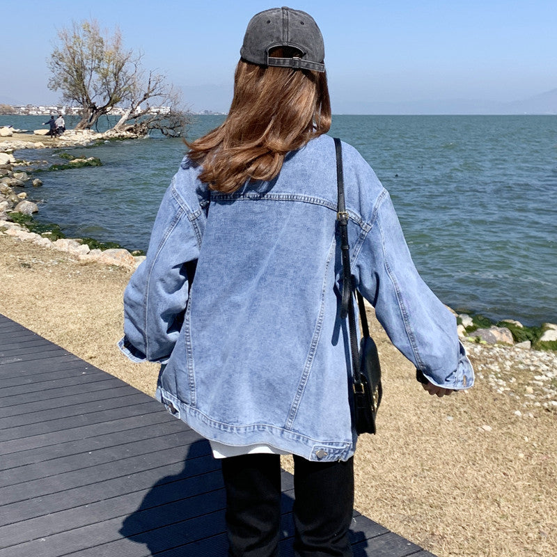 Übergroßer Mantel aus Distressed-Jeans