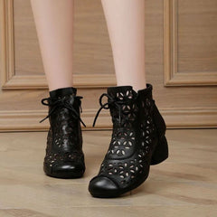 Tacones auténticos estilo étnico retro transpirables con agujeros en el tobillo