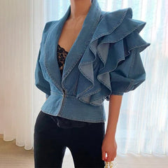 Chaqueta de cuero PU de talla grande con cinturón