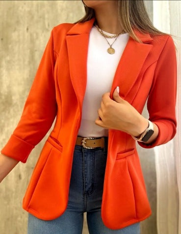 Traje de chaqueta de un botón con solapa de pico para mujer