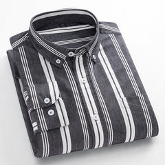 Camisa de manga larga a rayas retro de moda 