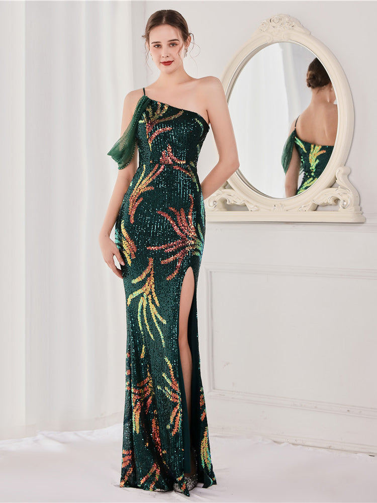 Langes Party-Abendkleid mit Pailletten