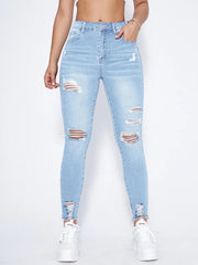 „Something About You“-Knöcheljeans – Hellblaue Waschung