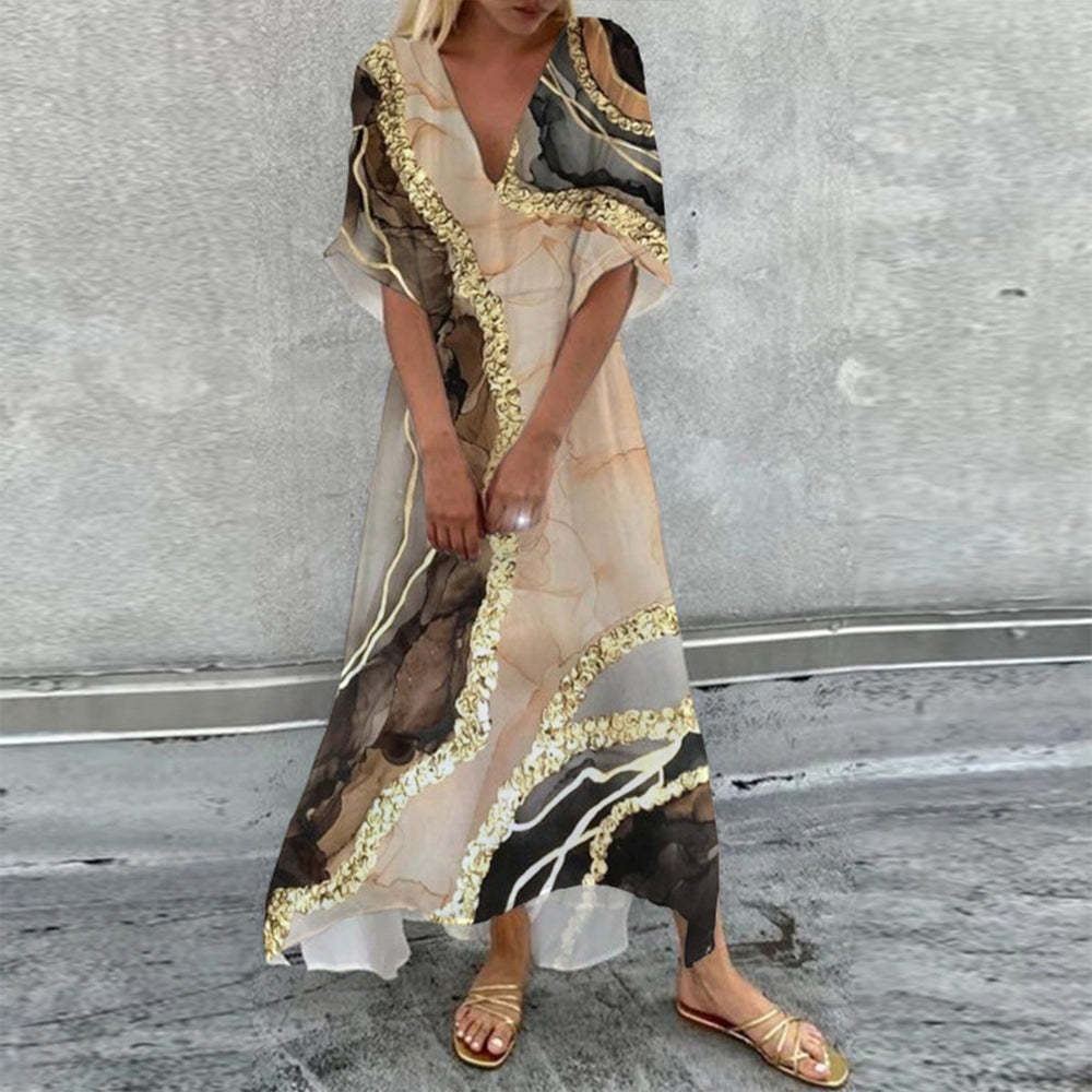 Print Patchwork V Neck Sleeveless Two Pieces Ins Street