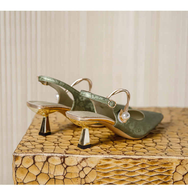 Faiga – Rosa Slingback-Pumps mit Perlen