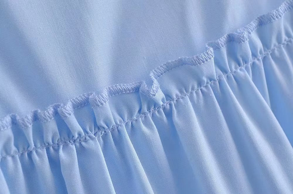 Tru Tiered Rüschen-Maxikleid - Puderblau