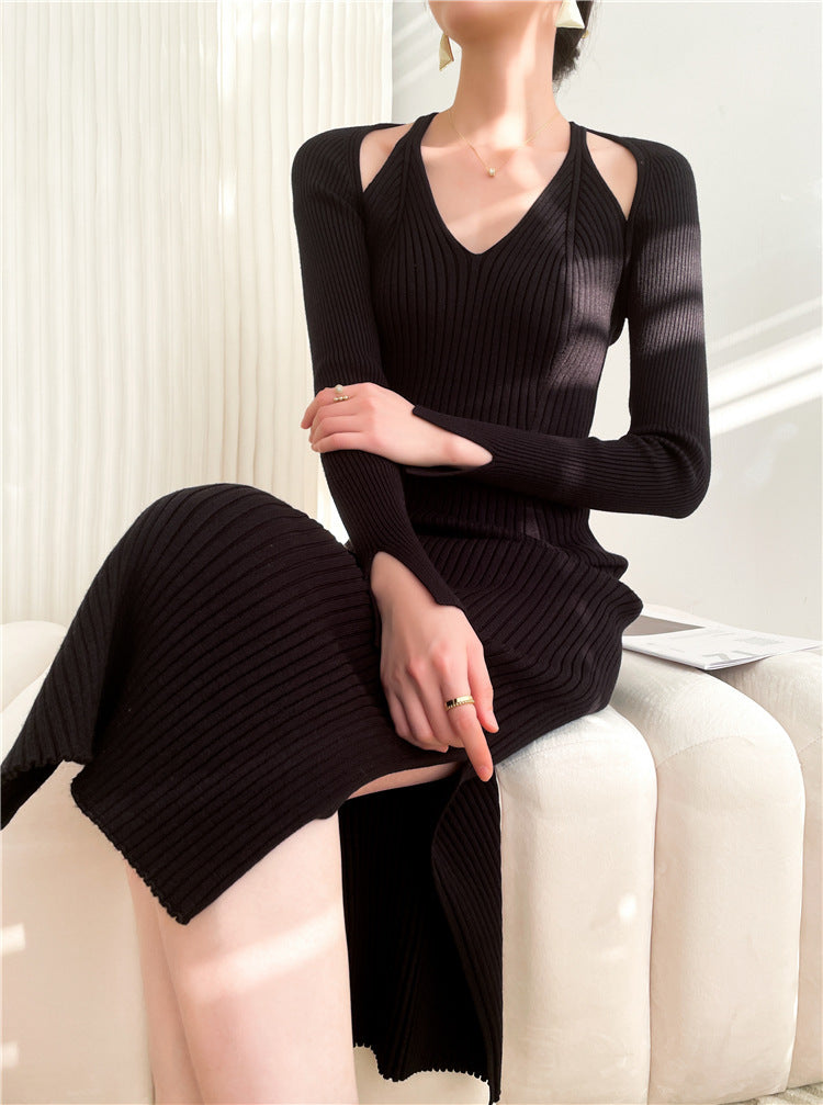 Midi-Bandagekleid mit V-Ausschnitt und Cut-outs