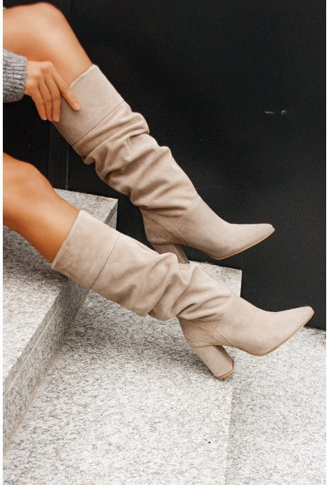 Smooth And Slouched Faux Suede Boots Ins Street